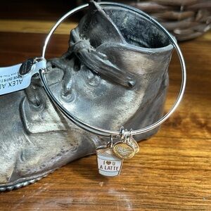 Alex and Ani Silver Bracelet with Coffee Charm